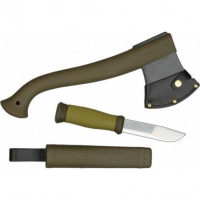 Набор Morakniv Outdoor Kit MG, нож Morakniv 2000 сталь Sandvik 12C27, цвет зеленый + топор купить в Смоленске