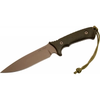 Нож с фиксированным клинком Spartan Blades Harsey Difensa, сталь CPM-S35VN Flat Dark Earth, рукоять зеленая микарта, чехол песочный купить в Смоленске