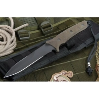 Нож с фиксированным клинком Spartan Breed Fighter (Black SpartaCoat/Green Micarta/Black Molle Sheath) 13.97 см. купить в Смоленске