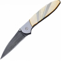 Полуавтоматический складной нож Santa Fe Kershaw Leek, дамасская сталь, рукоять сталь с накладкой из перламутра купить в Смоленске