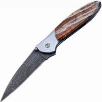 Полуавтоматический складной нож Santa Fe Kershaw Leek, дамасская сталь, рукоять сталь с накладкой из зуба мамонта купить в Смоленске