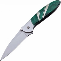 Полуавтоматический складной нож Santa Fe Kershaw Leek, сталь 14C28N, рукоять сталь с накладкой из малахита купить в Смоленске