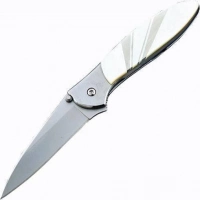 Полуавтоматический складной нож Santa Fe Kershaw Leek, сталь 14C28N, рукоять сталь с накладкой из перламутра купить в Смоленске