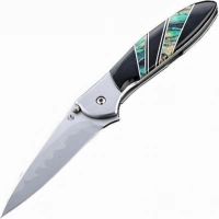 Полуавтоматический складной нож Santa Fe Kershaw Leek, сталь D2/14C28N, рукоять сталь с накладкой из зуба мамонта купить в Смоленске