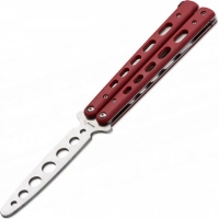 Тренировочный нож-бабочка (балисонг) Balisong Trainer, Boker Plus 01BO712, клинок из нержавеющей стали Zero-ground Plain (без заточки), рукоять стеклотекстолит G10, красный купить в Смоленске