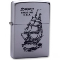 Зажигалка ZIPPO Boat-Zippo Satin Chrome, латунь с ник.-хром. покрыт., сереб., матовая, 36х56х12мм купить в Смоленске