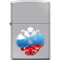 Зажигалка ZIPPO Двуглавый орёл, латунь/сталь с покрытием High Polish Chrome, серебристая, 36x12x56мм купить в Смоленске