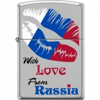 Зажигалка ZIPPO Из России с любовью, латунь/сталь с покрытием Satin Chrome, матовая, 36x12x56 мм купить в Смоленске